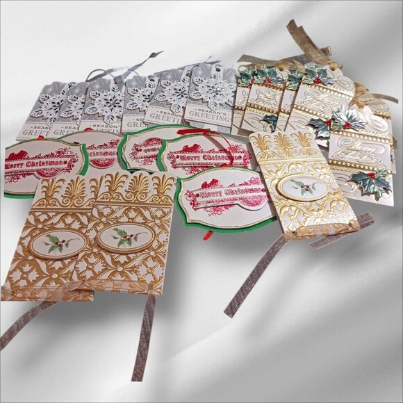 Elegant  Christmas Gift Tags With Intricate Designs Gold & Red,Green lot of 19 - Picture 7 of 7